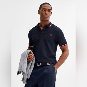 FRED PERRY M3600 Twin Tipped Polo Shirt - Midnight Blue